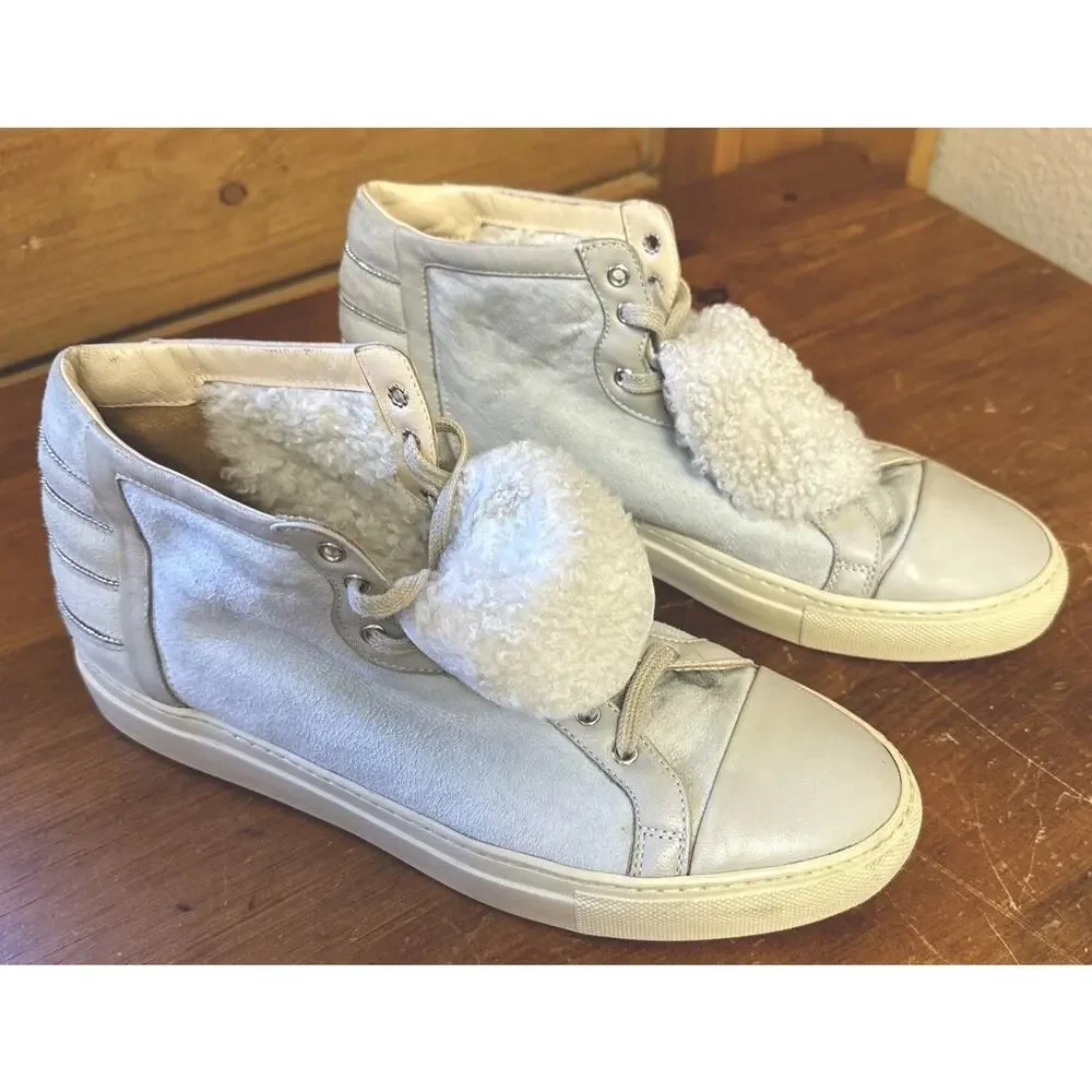 FABIANA FILIPPI Women 9 Gray Suede Shearling Lined Boot Shoe Cozy Outdoor - Picture 1 of 10